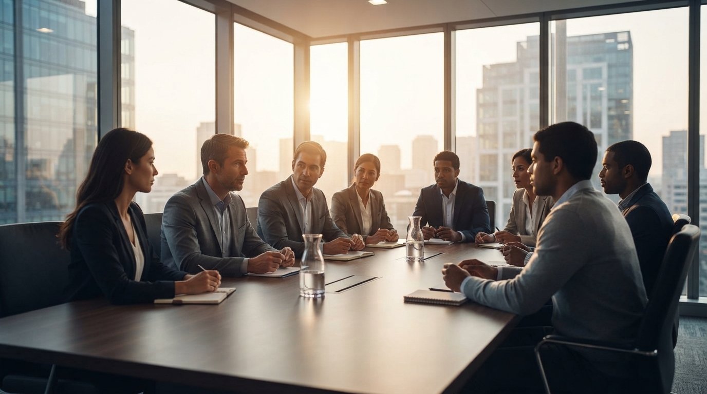 A team meeting around a boardroom table